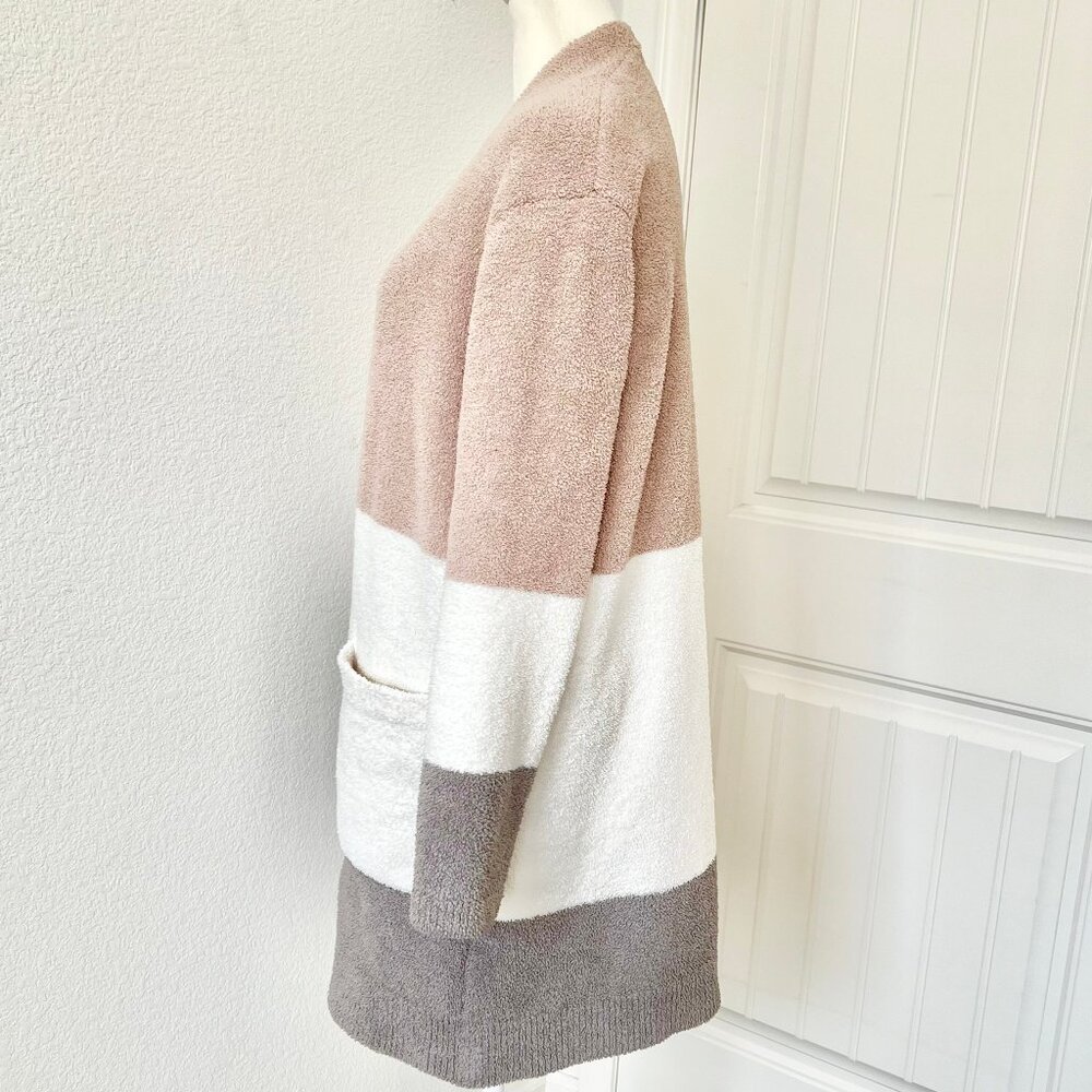 Barefoot Dreams CozyChic Long Weekend Mid-Length Colorblock Pocket Cardigan Sz M - Picture 8 of 13